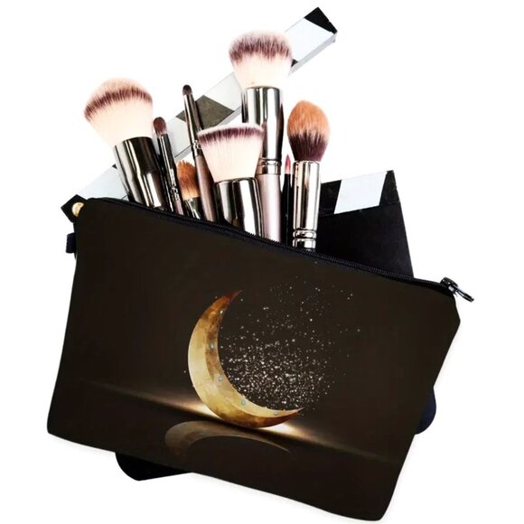 Cosmetic Bag Makeup Crescent Moon Stars Ramadan Cosmic Clutch Pouch Storage NEW - Picture 2 of 3